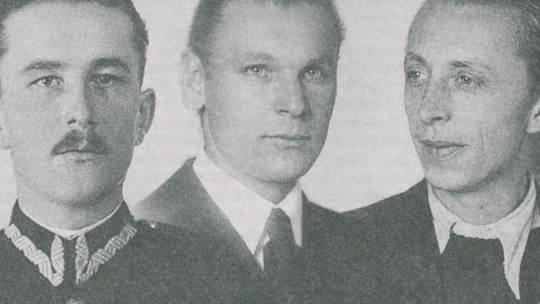 Od lewej Władysłąw Koba, Leopold Rząsa, Michał Zygo