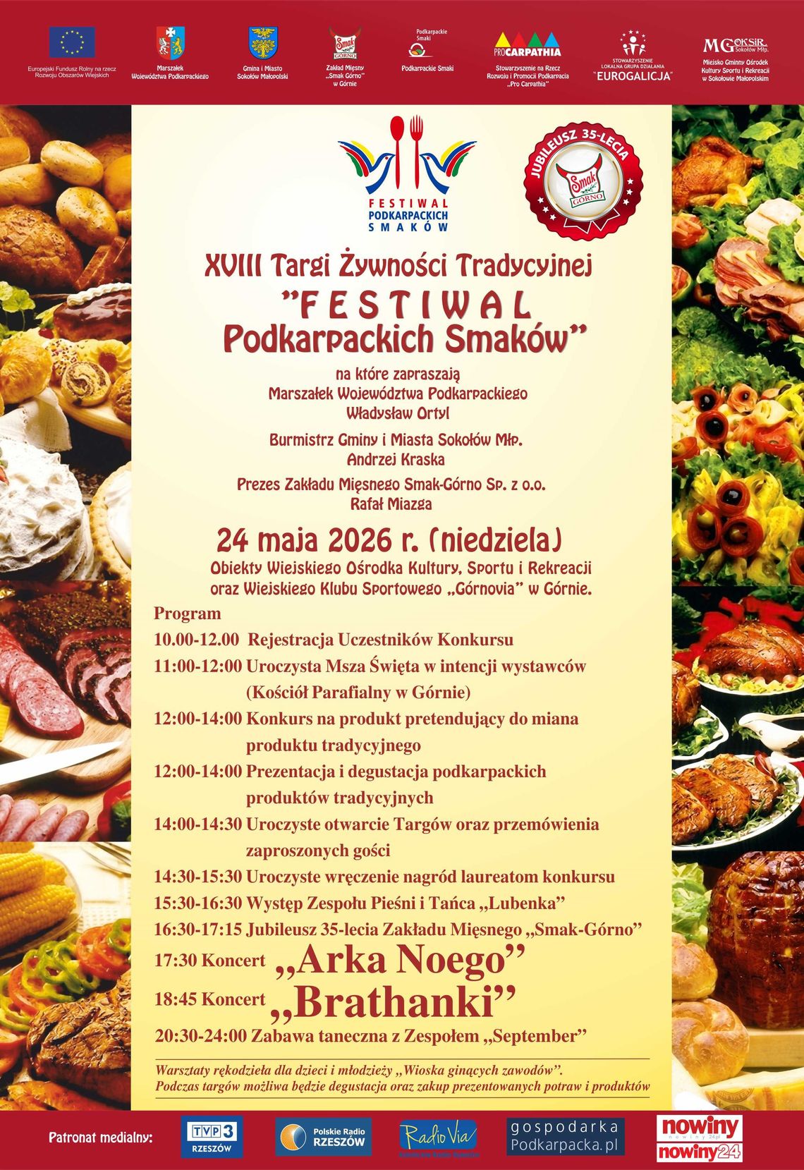 XVIII Festiwal Podkarpackich Smaków już w niedzielę w Górnie. Wystąpią Arka Noego i Brathanki