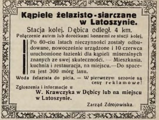 Reklama zakładu Krawczyka w Echu z nad Wisłoki z 1932 roku.